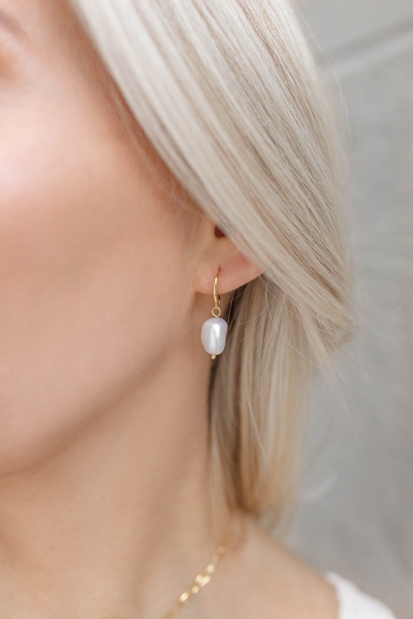 Natural Baroque Pearl Huggies