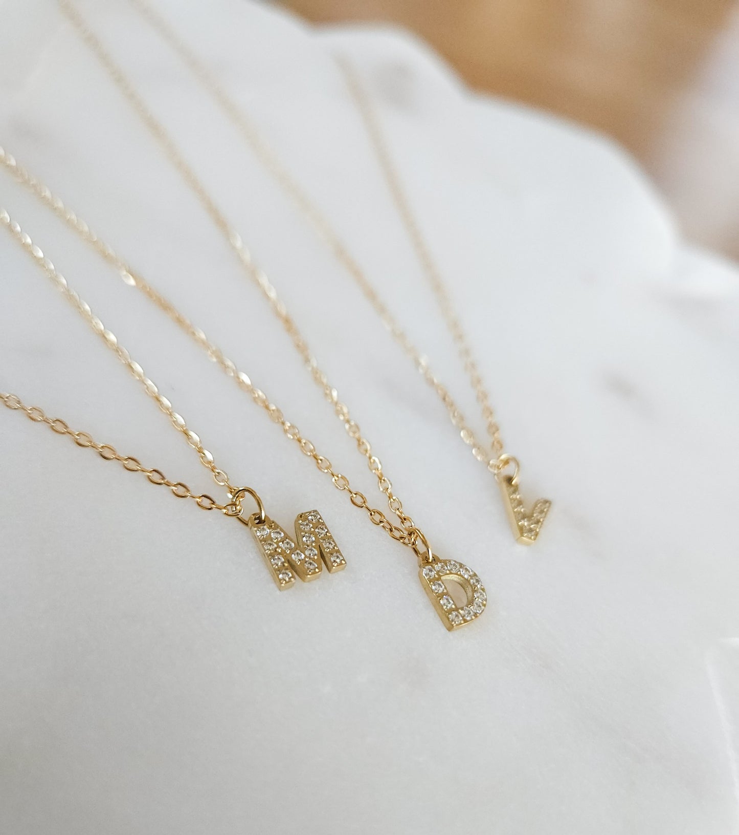 Petite Pavé Letter Necklace